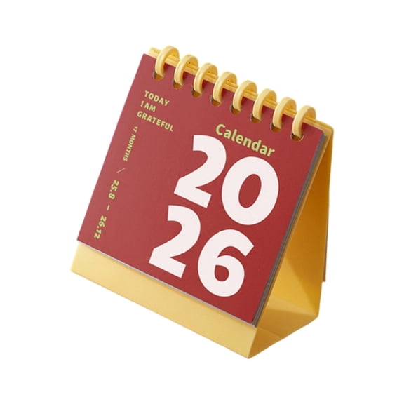 Portable 2026 Desk Calendar Twin-Coil Binding 12 month Paper Calendar for Office