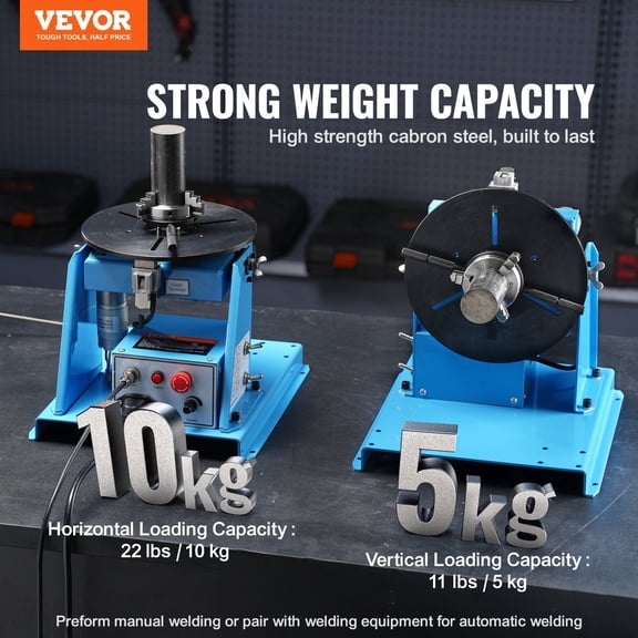 Portable 20W Welding Turntable, 10KG Load, 0-90 Tilt Angle, 1-12 RPM Variable Speed, with 3-Jaw Chuck for DIY Welding & Fabrication