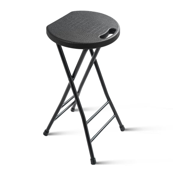 Portable 24-Inch Folding Stool, Sturdy Bar Stool with Handle and Anti-Slip Feet, Foldable Chair for Kitchen Picnic Camping, 600 lbs Weight Limit, Easy Carry, Black