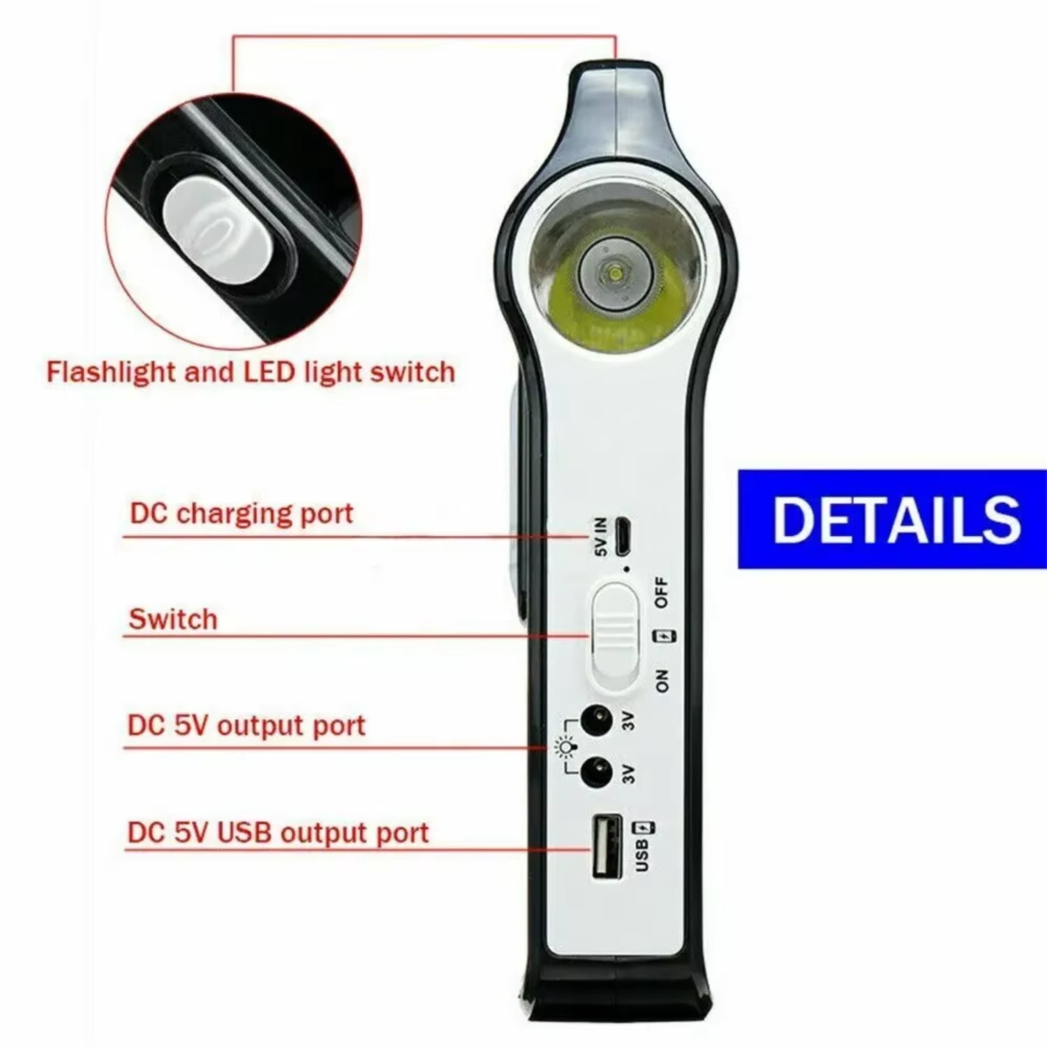 Portable 24000mAh Solar Power Station Generator with Outlet  Power Bank  and Light - Ideal for Camping  Outdoor Adventures  and Emergencies - Includes 2*6W Solar Panels