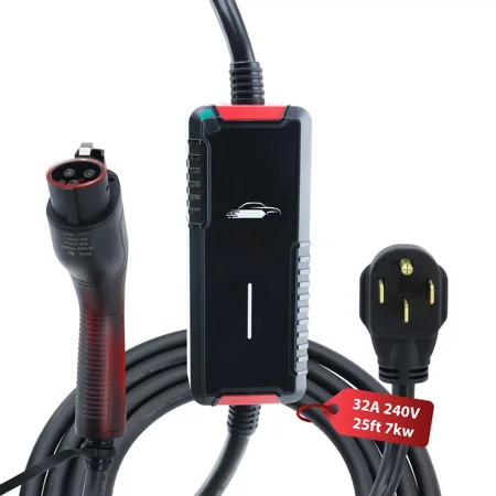Portable 240V Level 2 EV Charger with 25FT Charging Cable and NEMA 14-50 32A