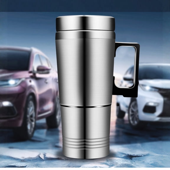 Portable 24V Car Heated Mug, Electric Travel Coffee Maker & Tea Pot, Stainless Steel Auto Heating Cup for Truck, RV, Camping, Office, Fast Heating, 1-Pack (300ml)
