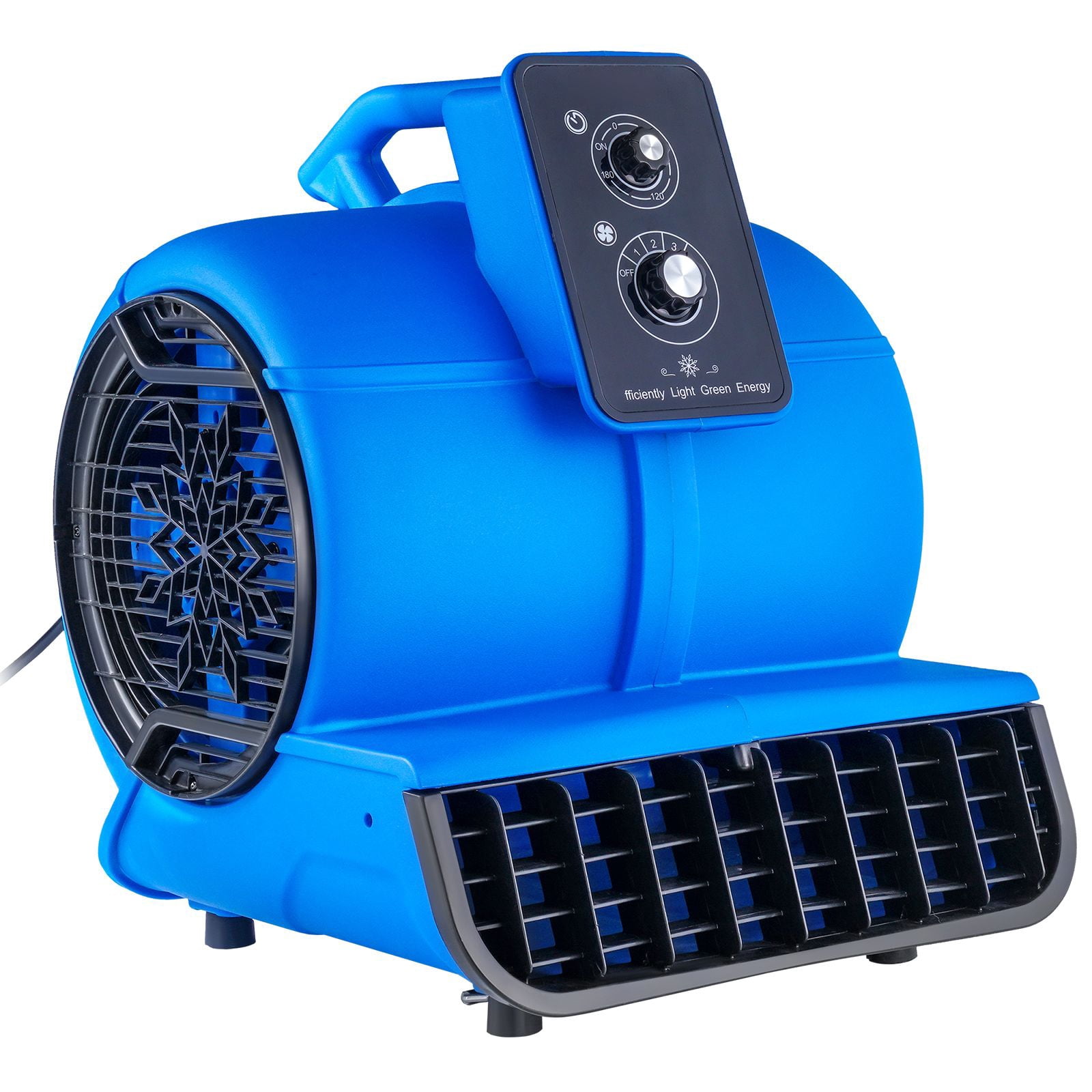 Portable 2600 CFM Air Mover Fan, 1/2 HP Carpet Dryer with Timer, 4-Way Tilt for Janitorial, Home, Industrial - ETL Certified