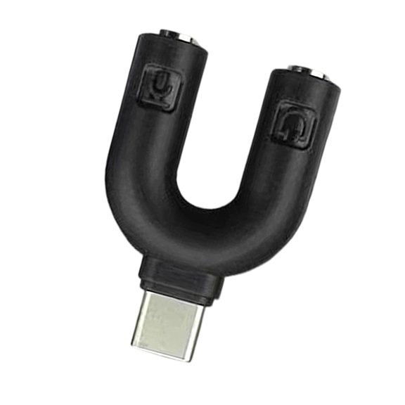 Portable 3.5mm Headsets Adapter Sensitivity Type C to 3.5mm Headphones Y Splitter Supports Double Earphone Connection