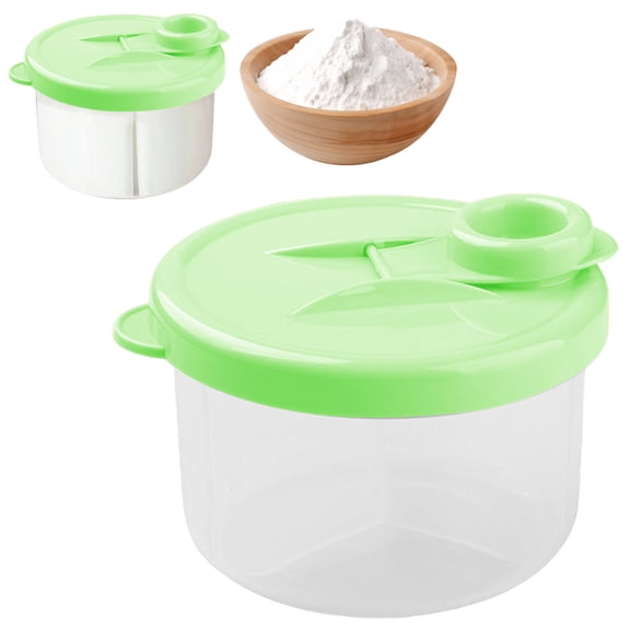Portable 3-Compartment Formula Dispenser for Baby Powder, Spill Free Milk Powder Storage Container for Travel Camping Nursery, 300ml BPA Free, Green, By VINOIC