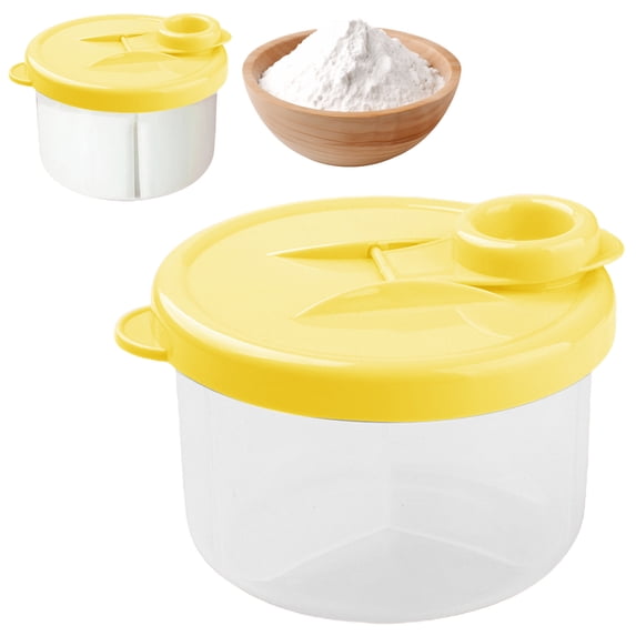Portable 3-Compartment Formula Dispenser for Baby Powder, Spill Free Milk Powder Storage Container for Travel Camping Nursery, 300ml BPA Free, Yellow, By VINOIC