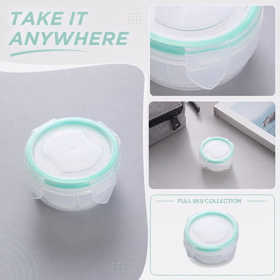 Portable 3 Compartment Pill Box, Small Plastic Storage Container with Silicone Seal, Leak Proof Screw Top Organizer for Travel, Desk, Daily Carry, Pink Rim and Translucent White Body
