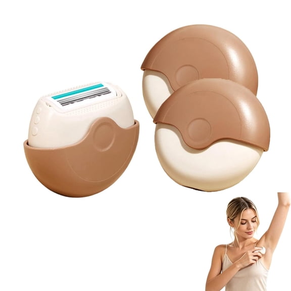 Portable 3-Layer Hair Shaver with Rotating Cover, Razor for Women, Triple Blade Travel Razor with Moisture Strip, Wet & Dry Mini Shaving Razors for Legs, Underarm, Face, Compact Grooming Tool (2pc)