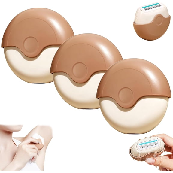 Portable 3-Layer Hair Shaver with Rotating Cover, Waterproof Wet and Dry Mini Travel Razors, Triple Blade Design for Underarms, Legs, Arm, Gentle on Skin (3pcs)