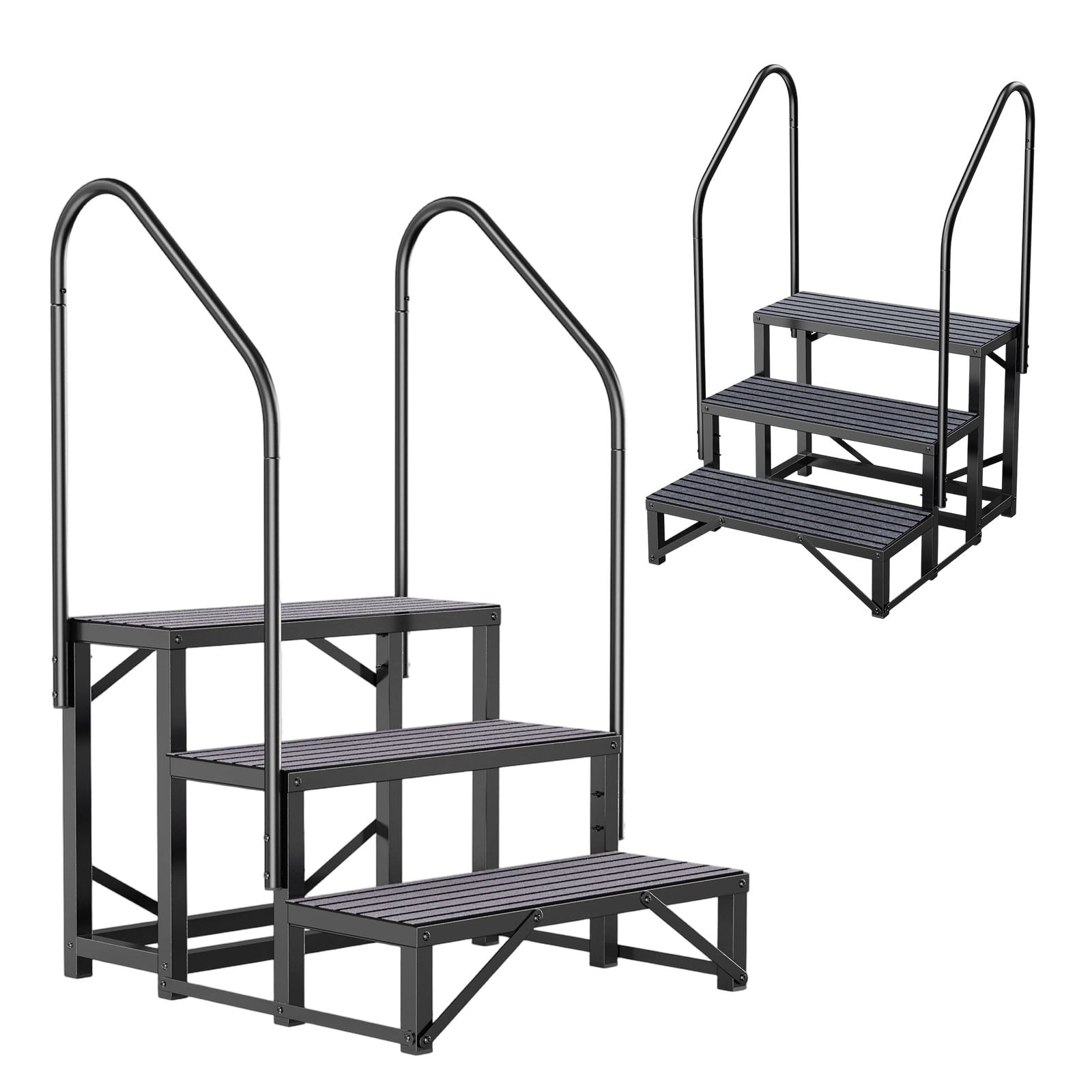 Portable 3-Step Staircase with Safety Railings - 440 lbs Weight Capacity Spa Steps for Outdoor Hot Tubs, Campers & Pet-Friendly Entry