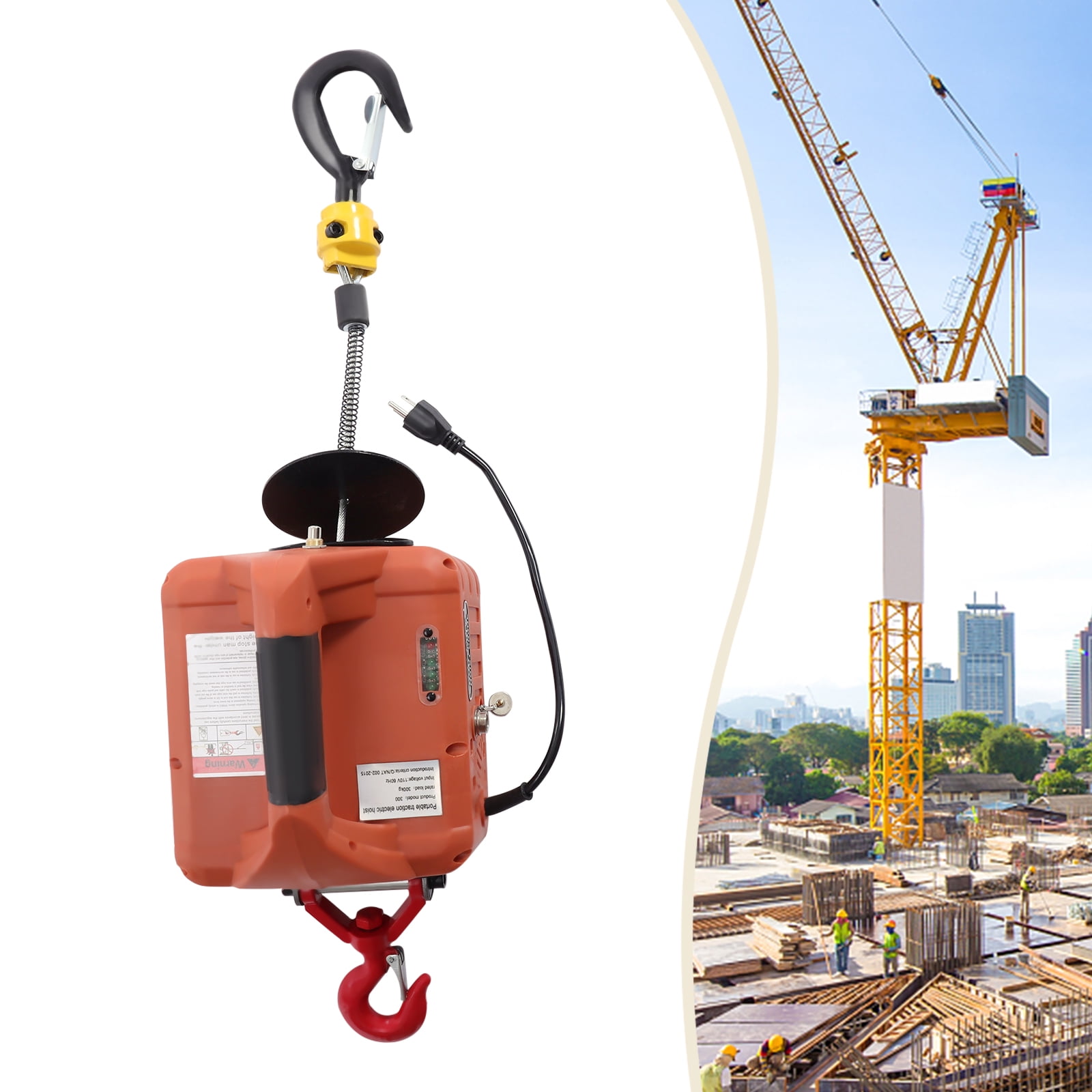 Portable 3-in-1 Electric Winch Hoist Winch Crane Lift 300kg/660 lbsw/ Remote Gardens, Forests, Factories, Warehouses, Garages
