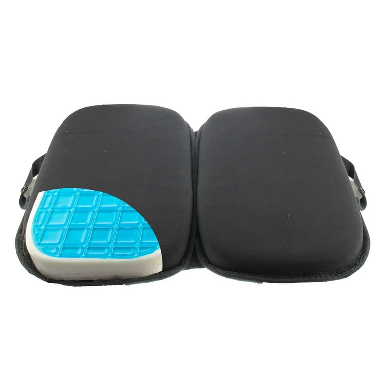 Portable 3 in 1 Folding Gel Seat Cushion & Orthopedic Lumbar Support Tailbone Pillow w/ Cooling Gel Memory Foam, Size: Dual Seat, Black