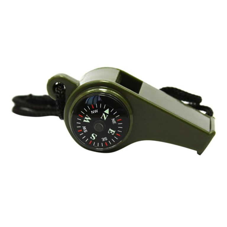 Portable 3 in 1 Whistle Compass Thermometer Outdoor Hiking Camping Survival Gear, Men's, Size: 5, Green