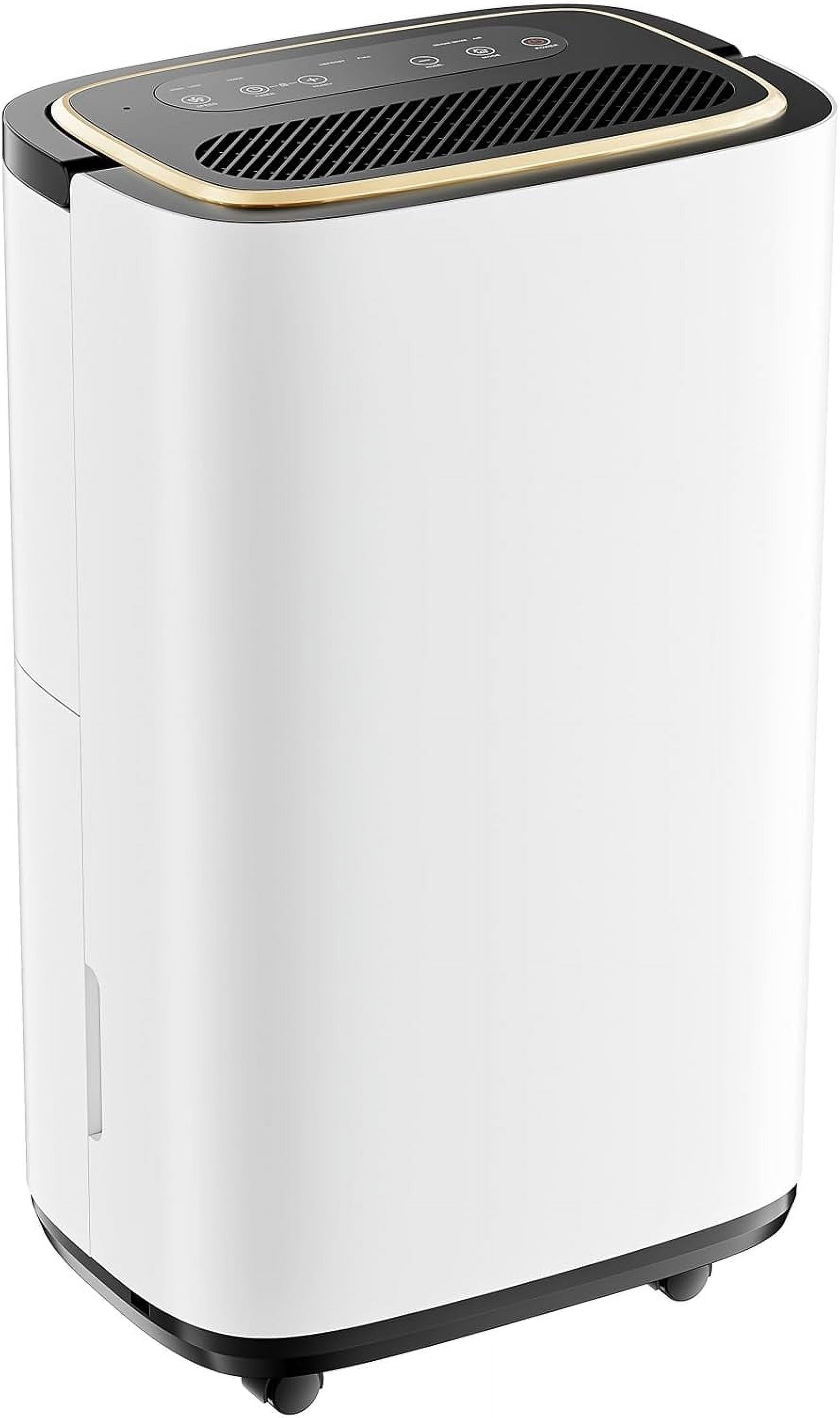 Portable White and Black Energy Star Dehumidifier with Drain Hose