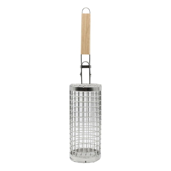 Portable 304 Stainless Steel Rotary BBQ Grill Basket Rotatable Grilling Cage for Meat & Veggies
