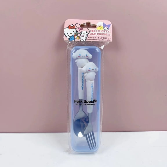 Portable 304 stainless steel fork spoon set cute cartoon KT Kuromi Cinnamoroll home spork set
