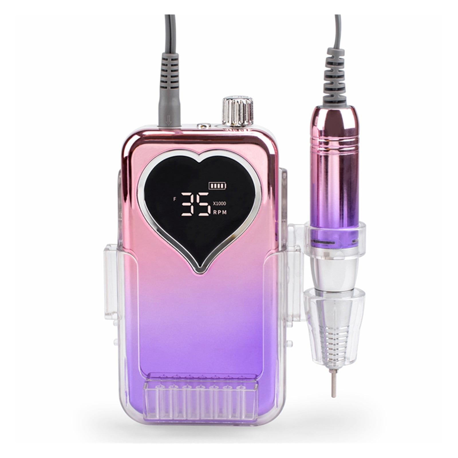 Portable 35000RPM Nail Drill Machine Rechargeable Nail Drill Heart Engraved Nail Cuticle Machine Acrylic Nail Drill Equipment