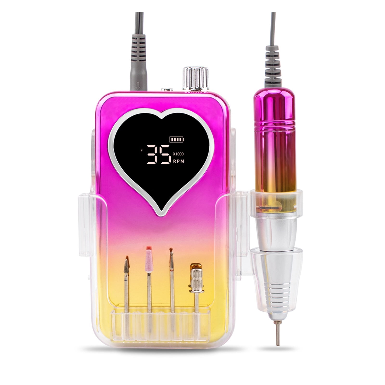 Portable 35000RPM Nail Drill Machine Rechargeable Nail Drill Heart Engraved Nail Cuticle Machine Acrylic Nail Drill Equipment