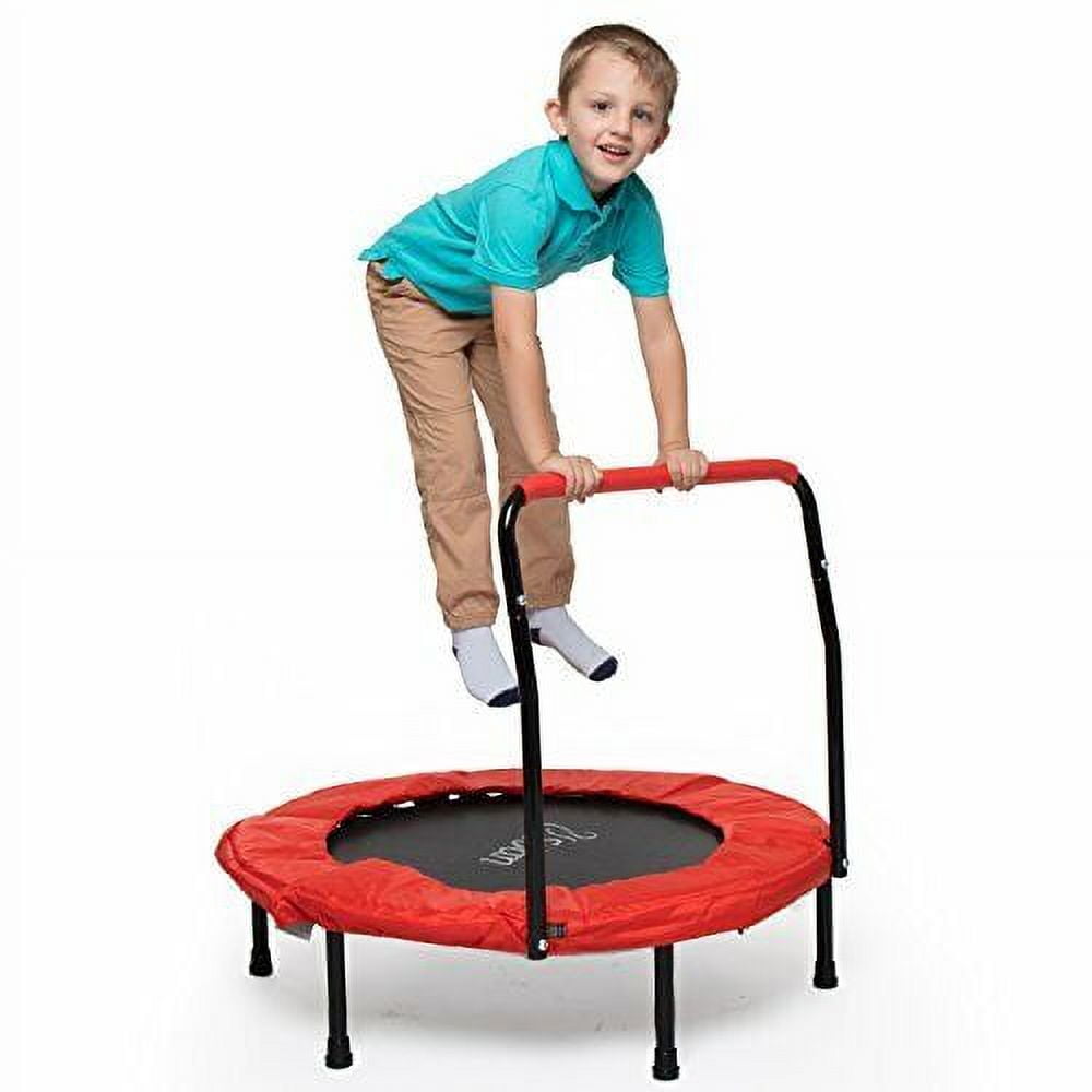 Dropship 36 Foldable Mini Trampoline,Fitness Trampoline With Adjustable  Handrail And Safety Pad,Indoor/Outdoor Exercise Rebound Trampoline For Kids  to Sell Online at a Lower Price