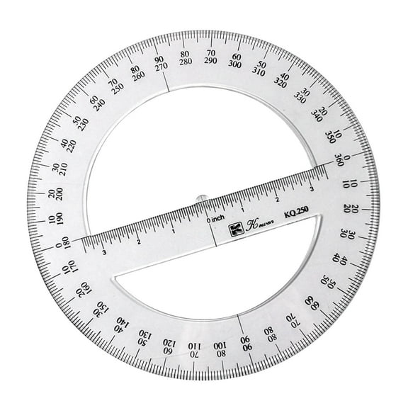 Portable 360 Degree Protractor Arm Ruler Angle Measurement Clear 9.8" Rule Math Large Protractors for Student Office Drawing Measuring
