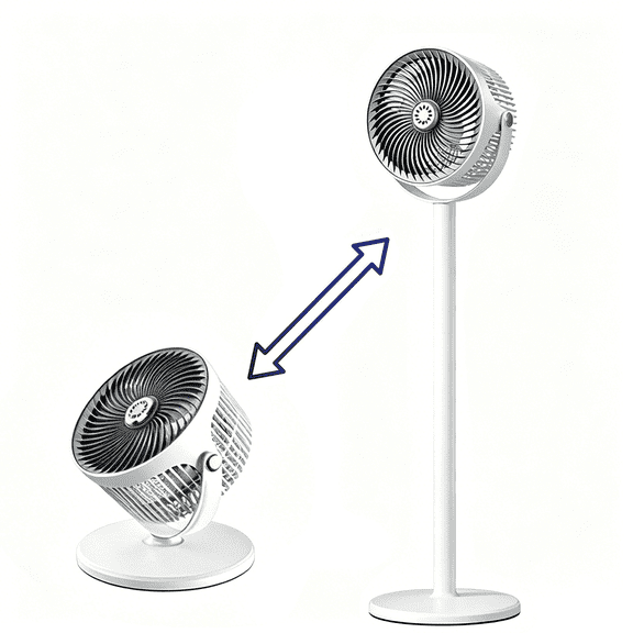 Portable 360 Pedestal Fan Air Circulator, Oscillating, 5 Speeds, 4 Adjustable Heights, Adjustable Height 11-34