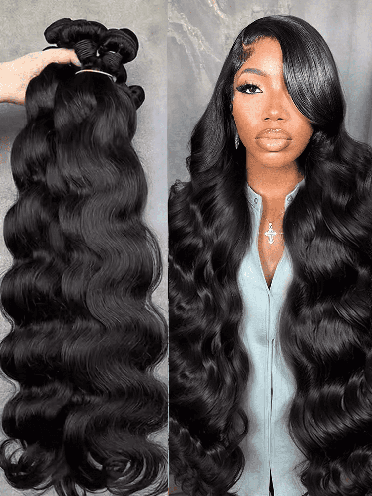 Portable 38 Body Wave 3 4 Bundles Brazilian Remy Unprocessed Human Hair Wavy Doule Drawn Bundles Weave Extensions 40 Inch | Typpkmm