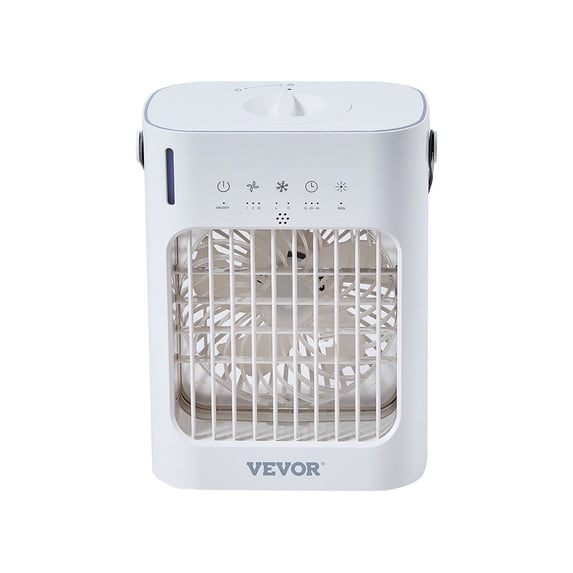 Portable 4 in 1 Evaporative Air Cooler 3 Speed Mini Air Conditioner with 0-7H Smart Timer 700ml Water Tank 7 Color Light Personal Desk AC Fan for Bedroom Office