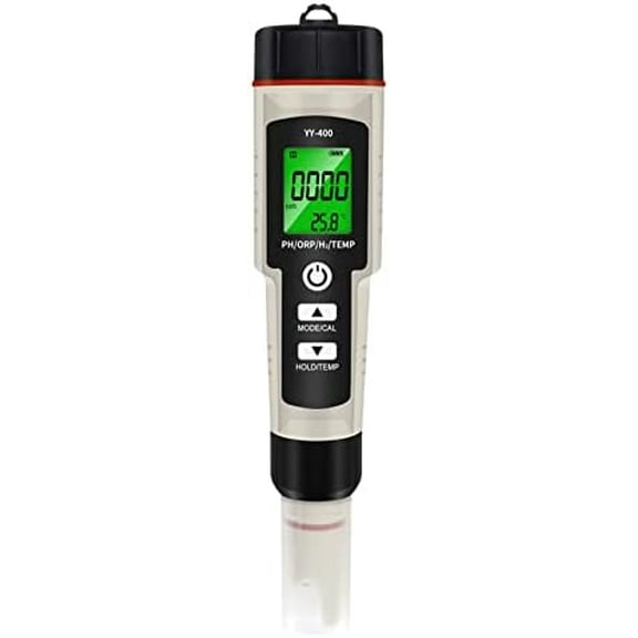 Portable 4 In 1 Hydrogen Water Tester Hydrogen-Rich Test Pen PH/ORP/TEMP Water Quality Meter Tester, 0.005 pH Accuracy, 0.01-14.0 pH Measurement Range