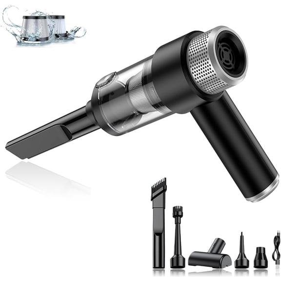 Portable 4 in 1 Multi-functions Vacuum Cleaner 6500PA suction force with blowing,Suction,Pump,Inflating,Rechargeable and Cordless, dual filters,one click to pour dust .dual color(Black and Silver)