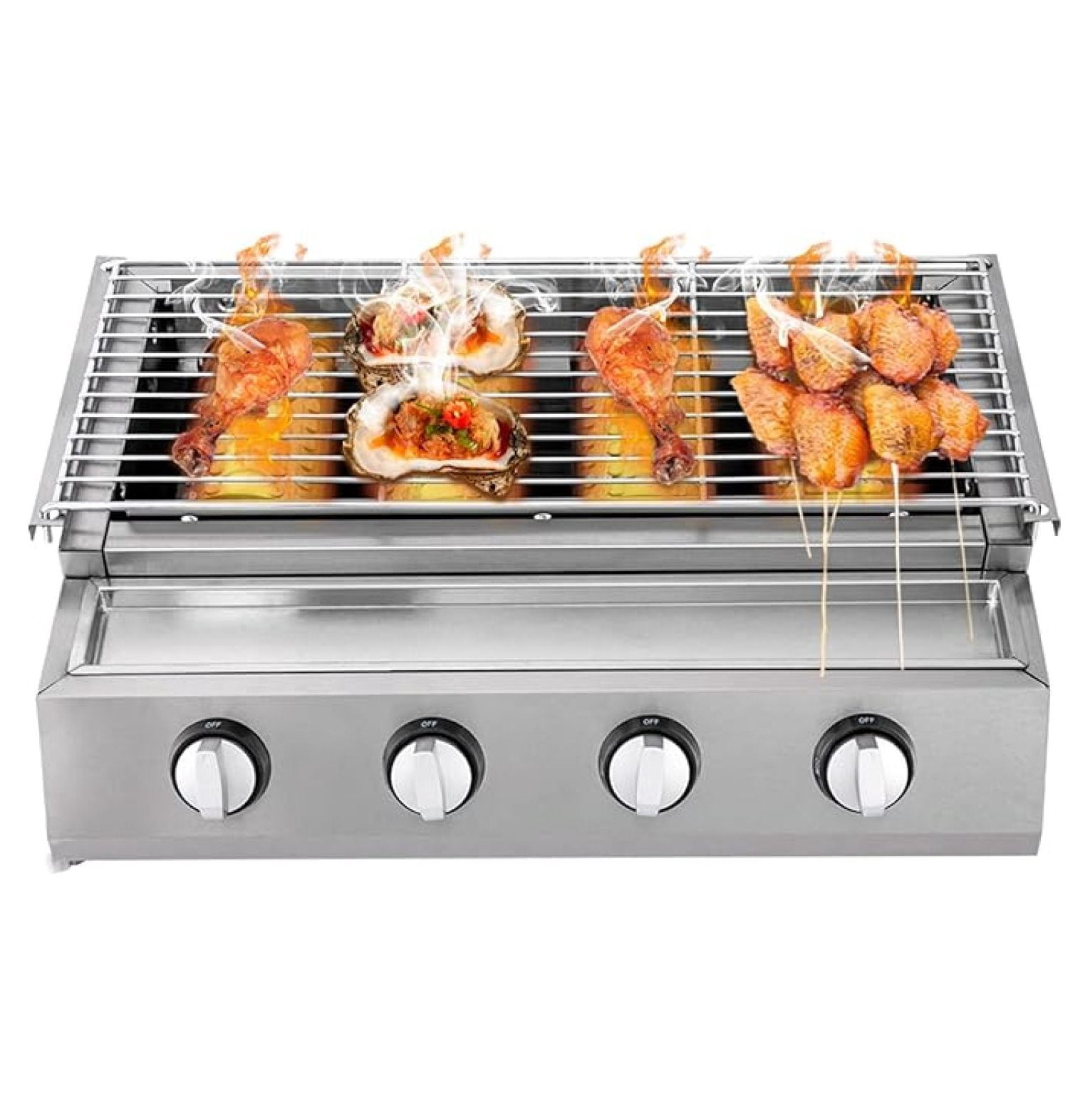 Portable 4-Burners Stainless Steel Smokeless Gas Bbq Grill Steel Grill ...