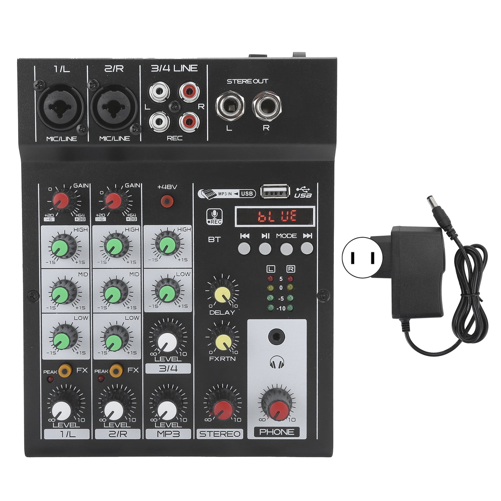 Portable 4 Channel BT Mixing Console Digital Audio Mixer Built‑in