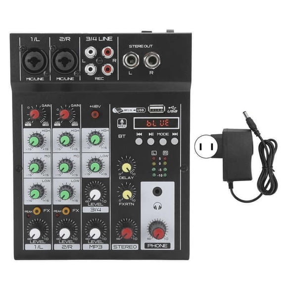 Portable 4-Channel Bluetooth Mixing Console with Built-in Reverb Effect Digital Mixer