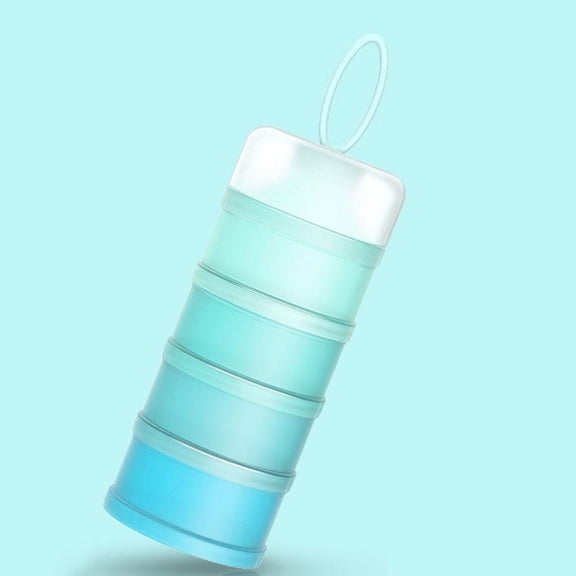 Portable 4-Compartment Milk Powder Container Baby Food Storage | Leak-Proof Travel Dispenser for Formula, Snacks, and Dry Goods | Compact Design for Diaper Bags, Strollers, and On-the-Go(Blue)