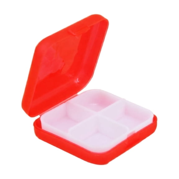 Portable 4 Compartment Plastic Pill Organizer Box with Secure Snap Lid for Travel and Daily Use Medication Storage