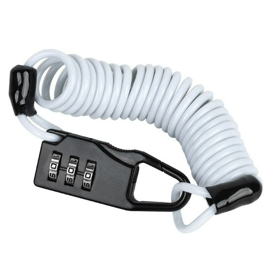 Portable 4 Digit Combination Bike Lock for Saddle Wheels Bicycle with Coating High Strength Cable White
