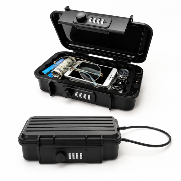 Portable 4-Digit Combination Lock Waterproof Mini Travel Security Storage Box