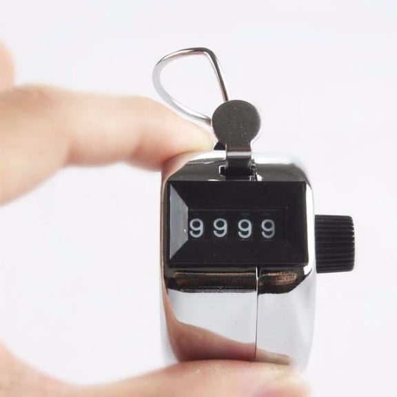 Portable 4-Digit Metal Tally Counter for Counting Reps and Scores Silver