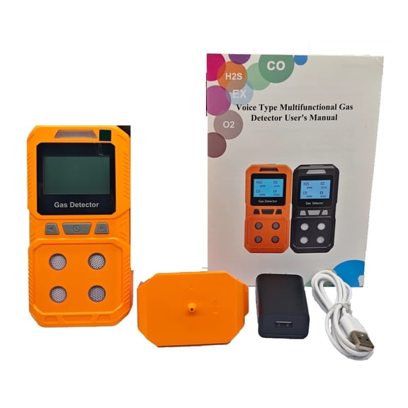 Portable 4 Gas Detector Rechargeable Multi Gas Monitor Air Quality Tester Analyzer High Precision EX O2 H2S CO 4 in 1 Gas Meter