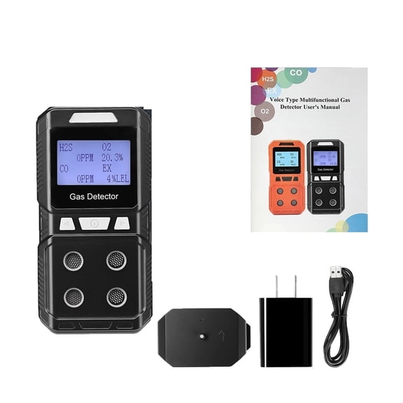 Portable 4 Gas Detector Rechargeable Multi Gas Monitor Air Quality Tester Analyzer High Precision EX O2 H2S CO 4 in 1 Gas Meter