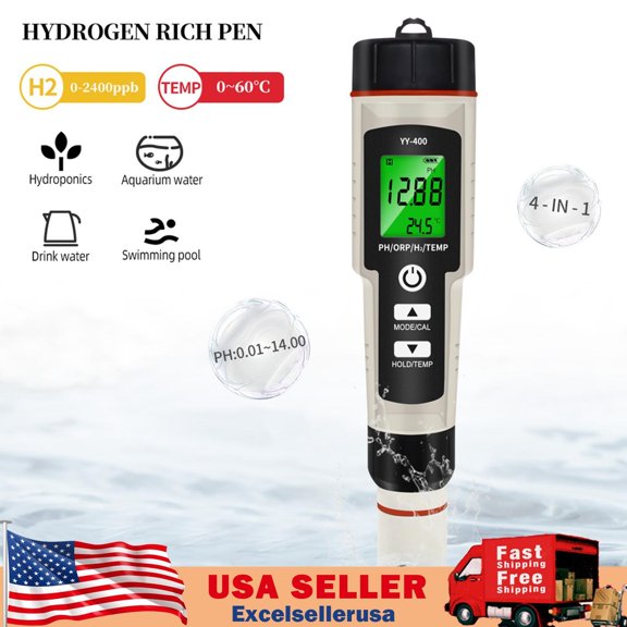 Portable 4 In 1 Hydrogen-Rich Test Pen PH/ORP/TEMP Water Quality Meter Tester US