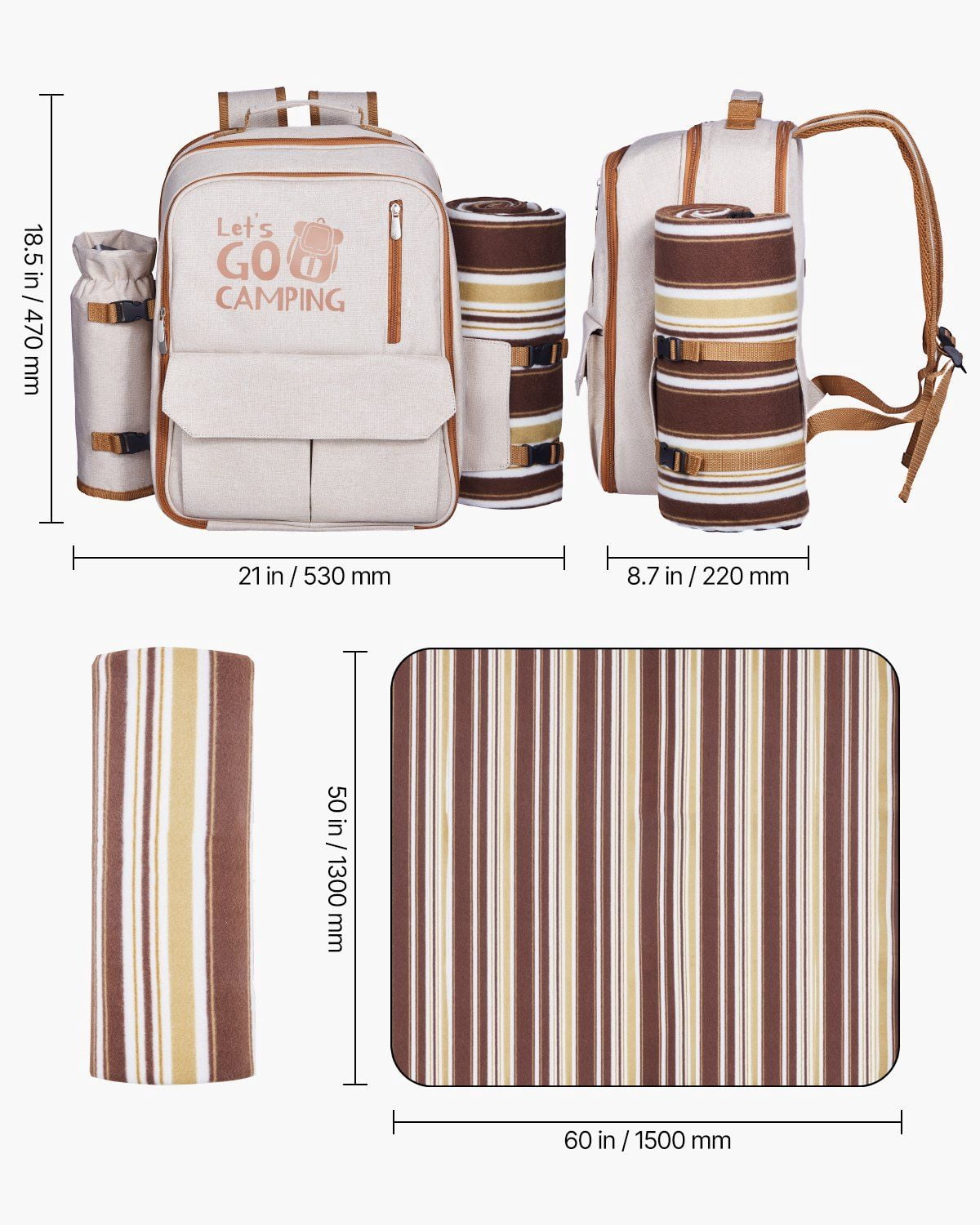 Small picnic backpack with insulated inside PT-Colorado Picnic Cooler Backpack – PICNIC TIME FAMILY OF  main image 2