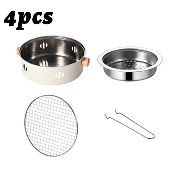 Portable 4-Piece Stainless Steel BBQ Grill Set for Outdoor Camping and Backyard Parties