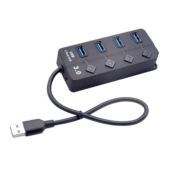 Portable 4 Port USB3.0 Hubs For Laptop Accessories Equipped With Independents Switches Controls