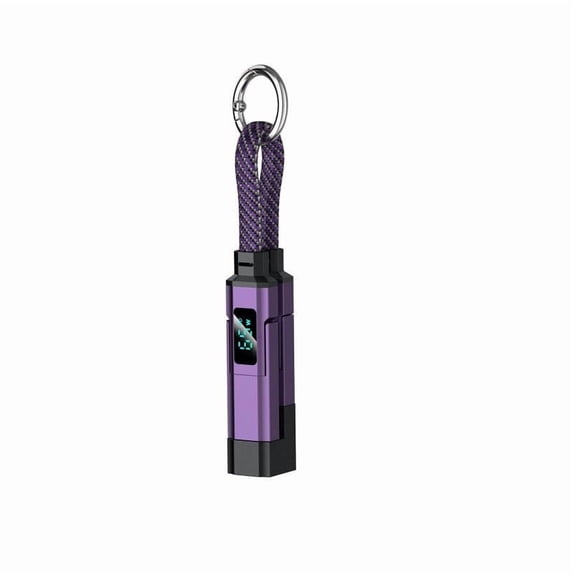 Portable 4-in-1 Digital Display Keychain Charging Cable - Multi-Connector Fast Charge Cord with LED Screen, Compact Retractable Travel Charger for iPhone Android Phone Tablet
