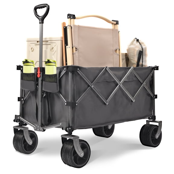 Grey Collapsible Garden Wagon, Aluminium Alloy Frame, 39.37 x 36.22 x 22.04 in