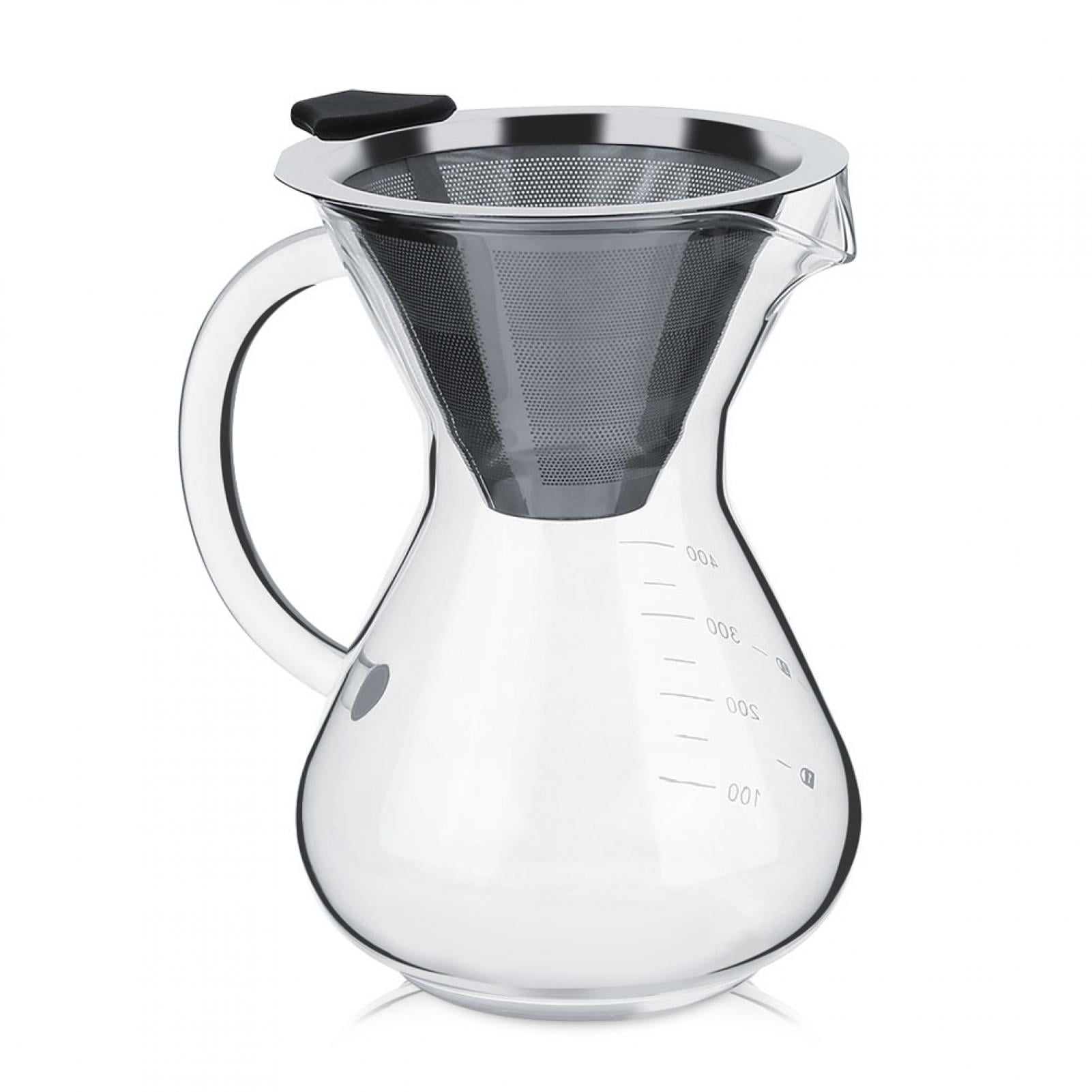 Portable 400ml Glass Hand Drip Coffee Maker with Scale, Paperless Pour Over Filter Pet Caring Design Glass Hand Drip Coffee Maker Filter for Travel, Camping, Hiking, Office, Home