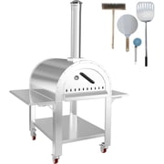 Portable 44" Outdoor Pizza Oven Stainless Steel Wood Fired Pizza Maker Grill for Backyard, Portable Stainless Steel Pizza Oven with Insulation 32x32x80inch
