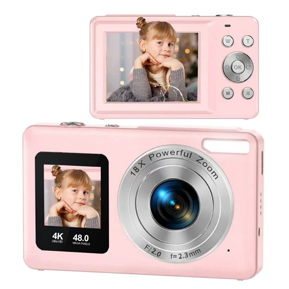 Portable 48MP Digital Camera With 2.4Inch LCD Screen & 1.3Inch Front Display For Vlog Travel Selfie, Daily Photos