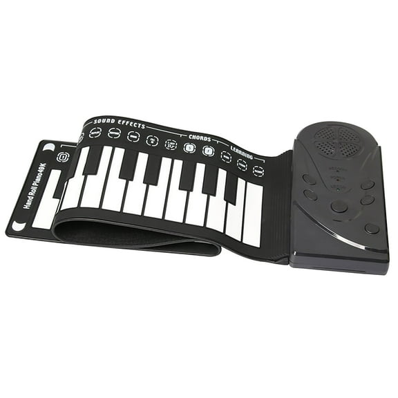 Portable 49 Keys Roll Up Piano, Flexible Rubber Electronic Keyboard with 8 Drum Modes, 16 Tones, Recording Function, Headphone Port, Ideal for Beginners & Travel