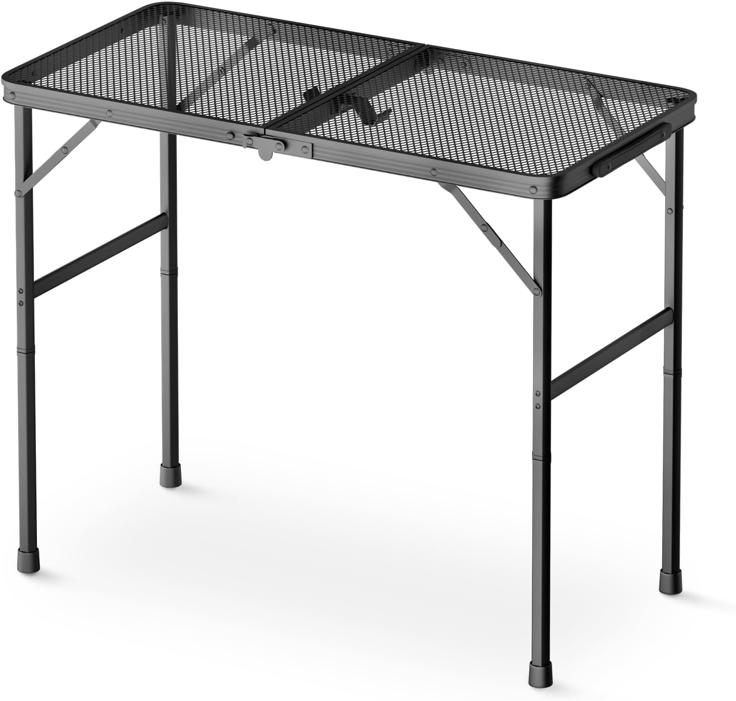 HOUSNIFLEX 4FT Folding Camping Table Adjustable Height 23 29in Heavy Duty Portable Table Waterproof HDPE Fold in Half for Picnic Indoor White
